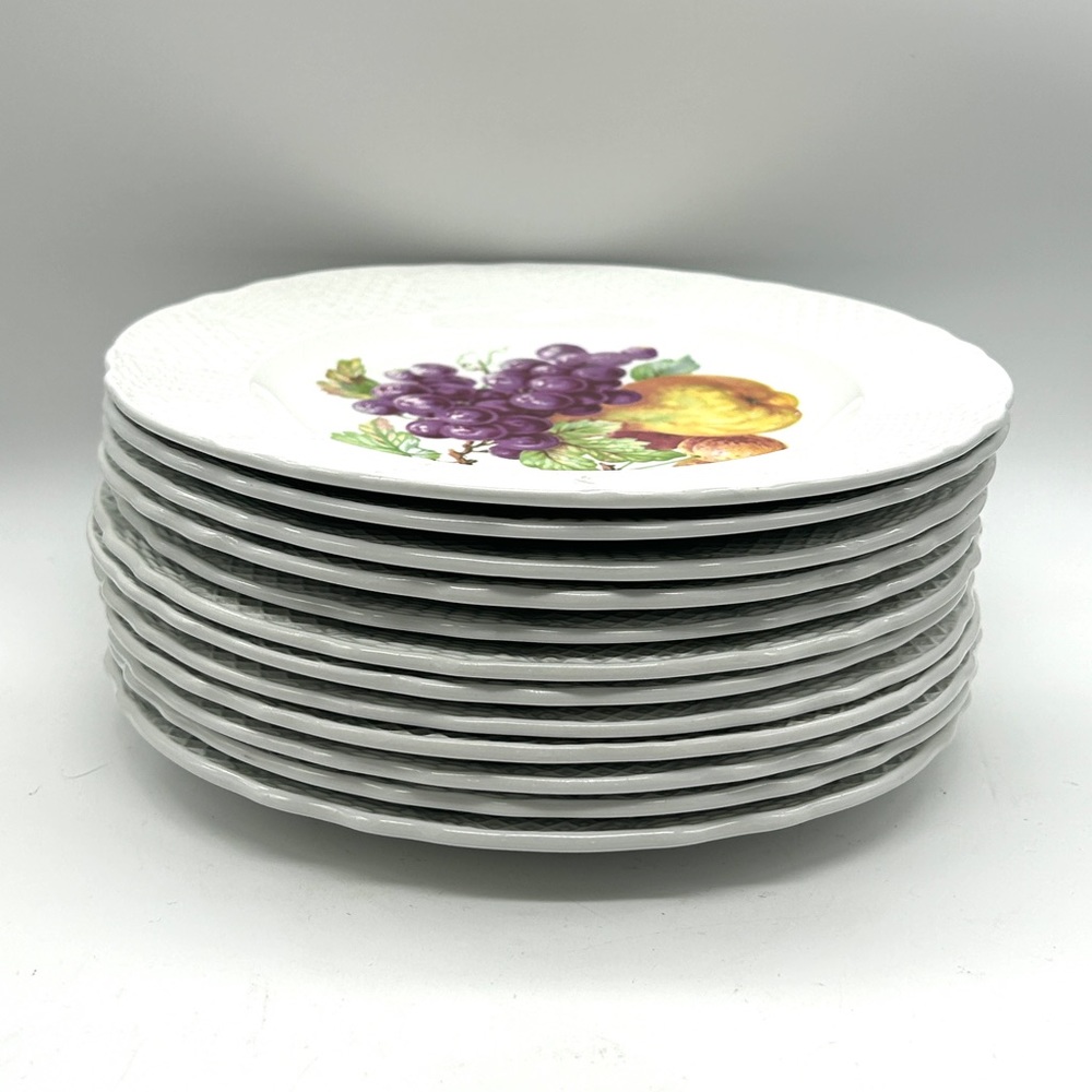 Marlborough Old English Simpsons Set Of 12 Ironstone Salad Plates Fruit Design